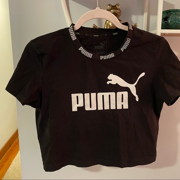 Puma Tops - Puma Women's Large L Black Crop Too Short Sleeve